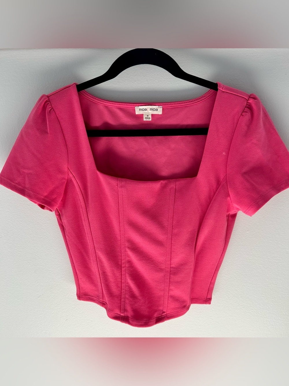 Moa Moa Pink Corset Cap Sleeve Top